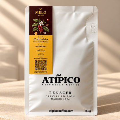 Bolsa de café Melo de Atípico, edición Renacer Madrid 2026